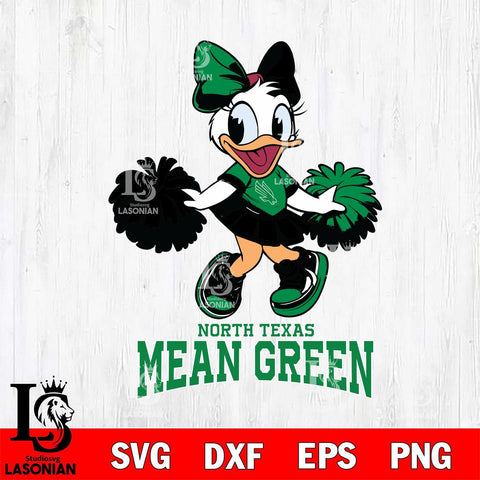 North Texas Mean Green Daisy Duck Cheerleader Disney, Svg Eps Dxf Png File, Digital Download