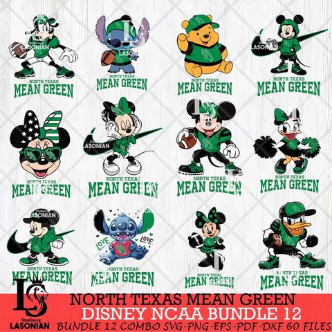 North Texas Mean Green Disney NCAA Bundle Svg PNG 12 Svg Eps Dxf Png File, Digital Download