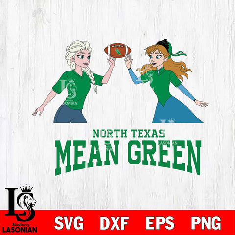North Texas Mean Green Elsa & Anna Football Cricut,Christmas SVG DXF EPS PNG FILE, NCAA Digital Download,Instant Download, Silhouette