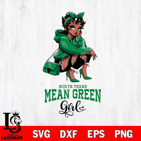 North Texas Mean Green Fashion Black Fan Girl Betty Boop, Svg Eps Dxf Png File, Digital Download