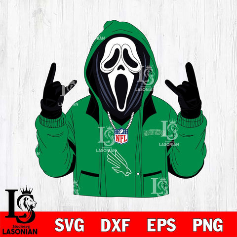 North Texas Mean Green Ghostface Scream Football Halloween Svg Eps Dxf Png File, NCAA svg, Digital Download, Instant Download