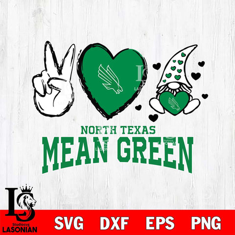 North Texas Mean Green Gnomes Peace & Love Svg Eps Dxf Png File, Digital Download, Instant Download