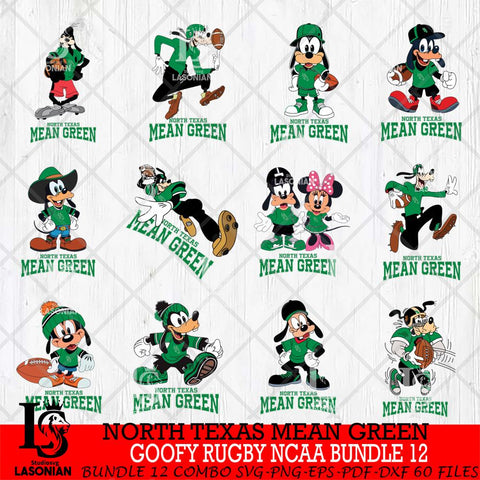 North Texas Mean Green Goofy Rugby Disney NCAA Bundle 12 SVG DXF EPS PNG FILE,NCAA bundle svg ,Football Digital Download,Instant Download, Silhouette