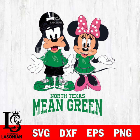 North Texas Mean Green Goofy and Minnie mouse Football SVG DXF EPS PNG FILE,NCAA svg ,Football Digital Download,Instant Download, Silhouette