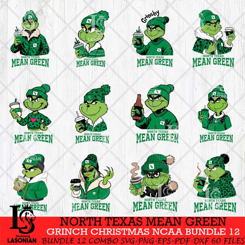 North Texas Mean Green Grinch Christmas NCAA Bundle 12 Svg Eps Dxf Png File,Cricut files, Digital Download, Instant Download