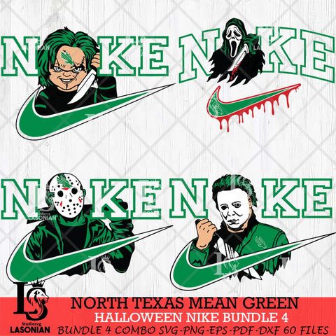 North Texas Mean Green Halloween Nike NCAA Bundle 4 Svg Eps Dxf Png File, Digital Download, Instant Download