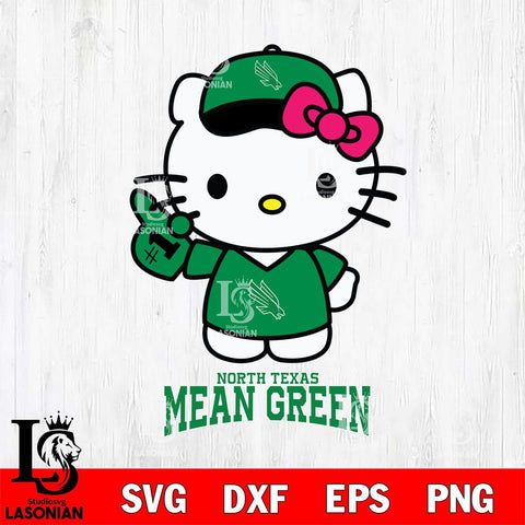 North Texas Mean Green Hello Kitty Best Fan Svg Eps Dxf Png File, Digital Download, Instant Download