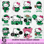 North Texas Mean Green Hello Kitty Bundle 12 SVG Svg Eps Dxf Png File, Digital Download, Instant Download
