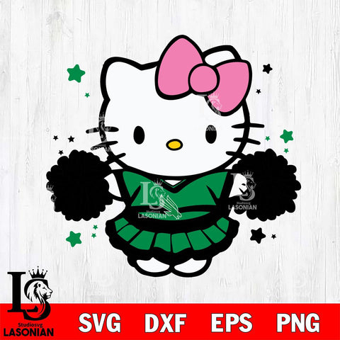 North Texas Mean Green Hello Kitty Cheerleader 10 Svg Eps Dxf Png File, Digital Download, Instant Download