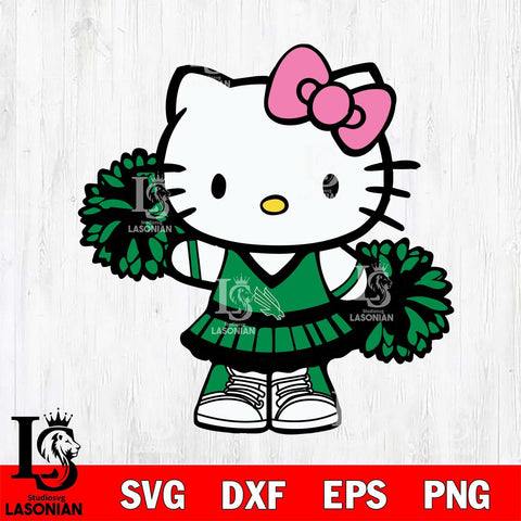 North Texas Mean Green Hello Kitty Cheerleader 11 Svg Eps Dxf Png File, Digital Download, Instant Download