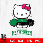 North Texas Mean Green Hello Kitty Cheerleader 2 Svg Eps Dxf Png File, Digital Download, Instant Download