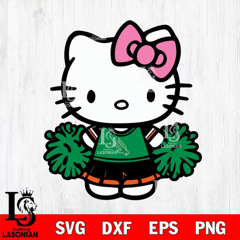North Texas Mean Green Hello Kitty Cheerleader 2 Svg Eps Dxf Png File, Digital Download, Instant Download