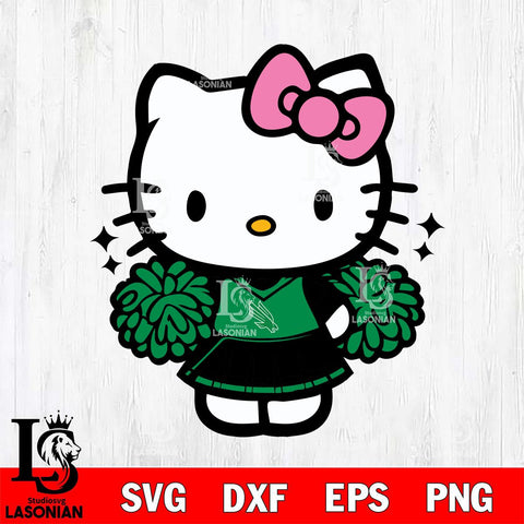 North Texas Mean Green Hello Kitty Cheerleader Svg Eps Dxf Png File, Digital Download, Instant Download