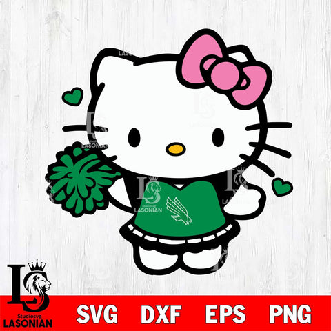 North Texas Mean Green Hello Kitty Cheerleader 6 Svg Eps Dxf Png File, Digital Download, Instant Download