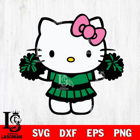 North Texas Mean Green Hello Kitty Cheerleader 9 Svg Eps Dxf Png File, Digital Download, Instant Download