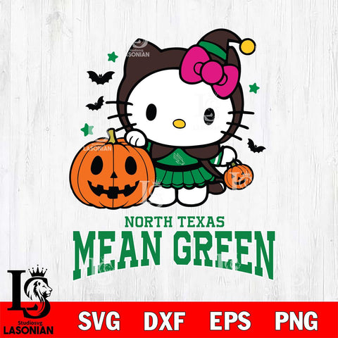 North Texas Mean Green Hello Kitty Horror 1 Svg Eps Dxf Png File, Digital Download