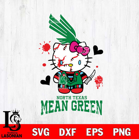North Texas Mean Green Hello Kitty Horror 2 Svg Eps Dxf Png File, Digital Download