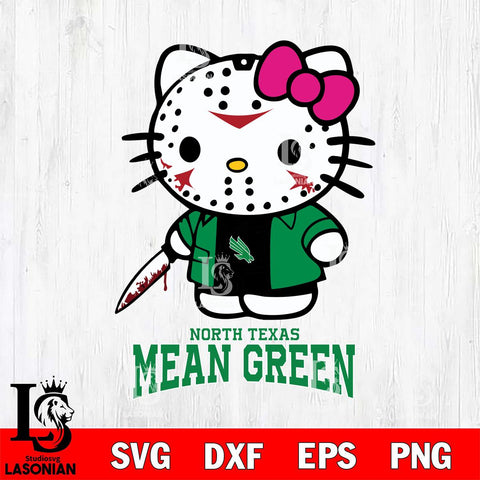 North Texas Mean Green Hello Kitty Horror 3 Svg Eps Dxf Png File, Digital Download