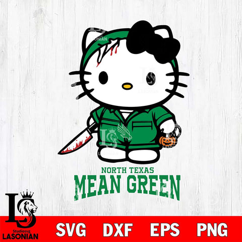 North Texas Mean Green Hello Kitty Horror 5 Svg Eps Dxf Png File, Digital Download