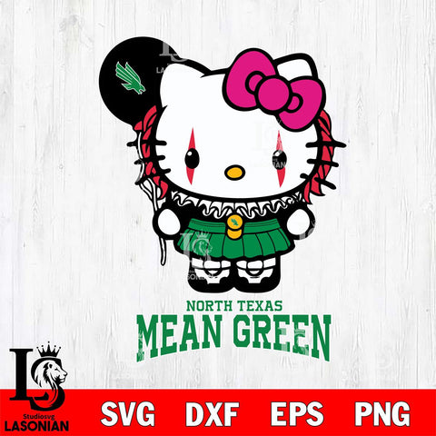 North Texas Mean Green Hello Kitty Horror 7 Svg Eps Dxf Png File, Digital Download