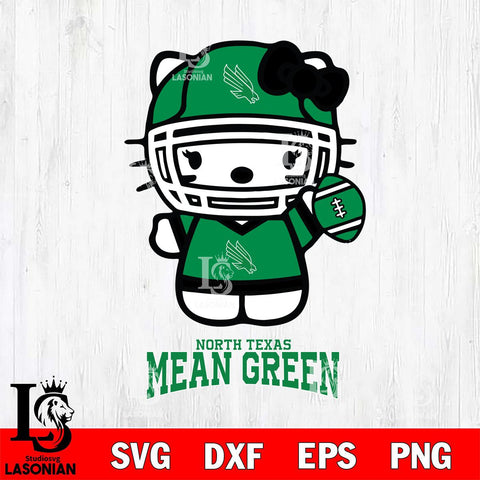 North Texas Mean Green Hello Kitty NCAA 1 Svg Eps Dxf Png File, Digital Download, Instant Download