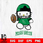 North Texas Mean Green Hello Kitty NCAA 4 Svg Eps Dxf Png File, Digital Download, Instant Download