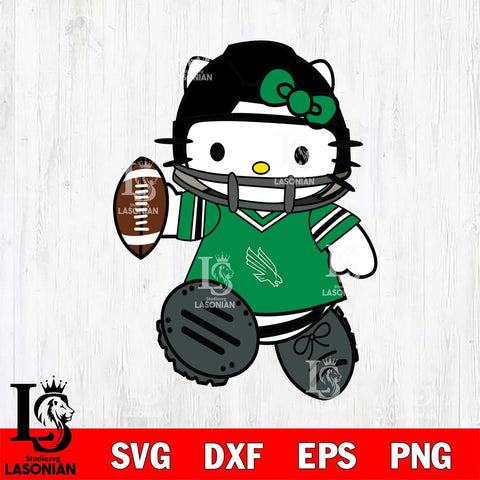 North Texas Mean Green Hello Kitty sport Svg Eps Dxf Png File, NCAA svg, Digital Download, Instant Download