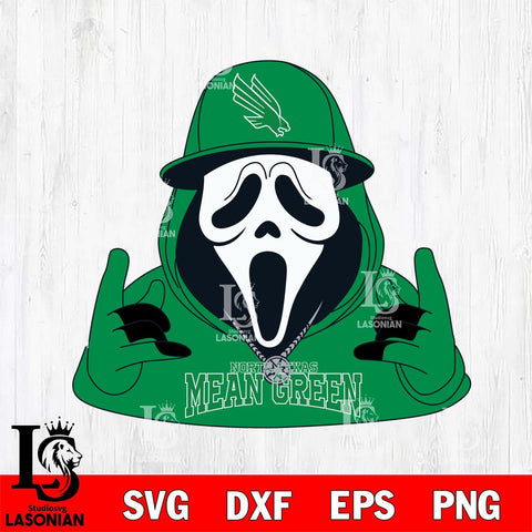 North Texas Mean Green Horror Character Ghostface Sport Svg Eps Dxf Png File, NCAA svg, Digital Download, Instant Download