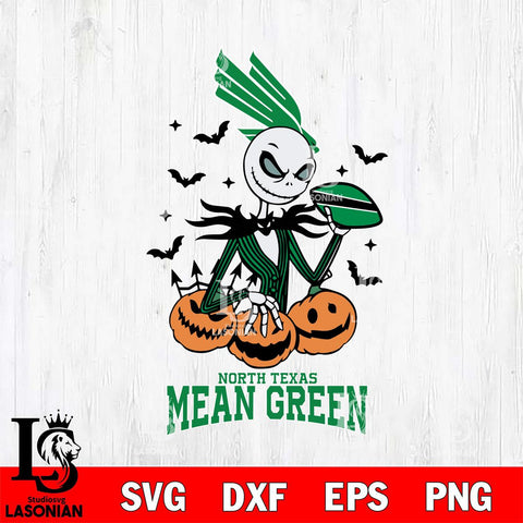 North Texas Mean Green Jack Skellington 2 halloween Svg Eps Dxf Png File, NCAA svg, Digital Download, Instant Download