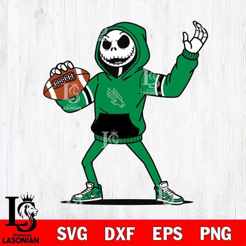 North Texas Mean Green Jack Skellington Football Christmas File Cut, NCAA SVG DXF EPS PNG FILE, Digital Download , Criucut , Silhouette