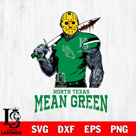 North Texas Mean Green Jason Voorhees 7 Svg Eps Dxf Png File, Digital Download