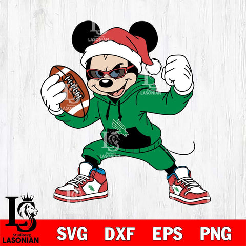 North Texas Mean Green Mickey Cool Football Christmas File Cut, NCAA SVG DXF EPS PNG FILE, Digital Download , Criucut , Silhouette