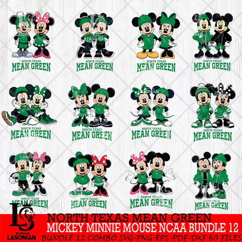 North Texas Mean Green Mickey Minnie Mouse NCAA Bundle 12 Svg Eps Dxf Png File, Bundle NCAA svg , File Cut , Digital Download , Instant Download, Cut Svg Files