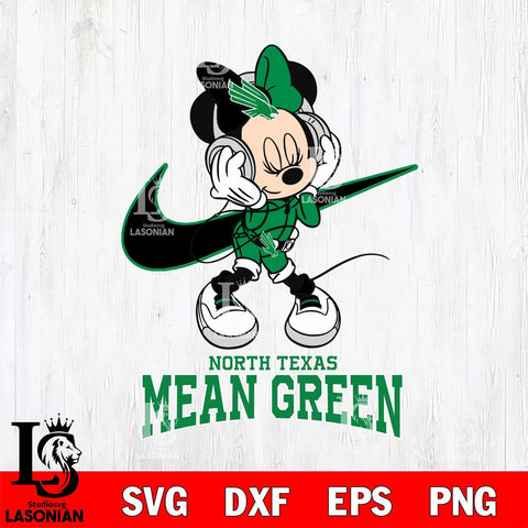 North Texas Mean Green Minnie Mouse Dancing NIKE, Svg Eps Dxf Png File, Digital Download