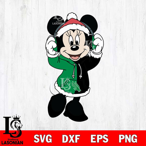 North Texas Mean Green Minnie Mouse Disney Football Christmas File Cut, NCAA SVG DXF EPS PNG FILE, Digital Download , Criucut , Silhouette