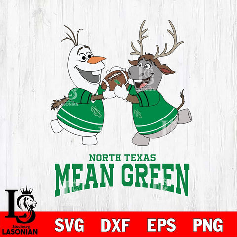 North Texas Mean Green Olaf & Sven Football Cricut,Christmas SVG DXF EPS PNG FILE, NCAA Digital Download,Instant Download, Silhouette