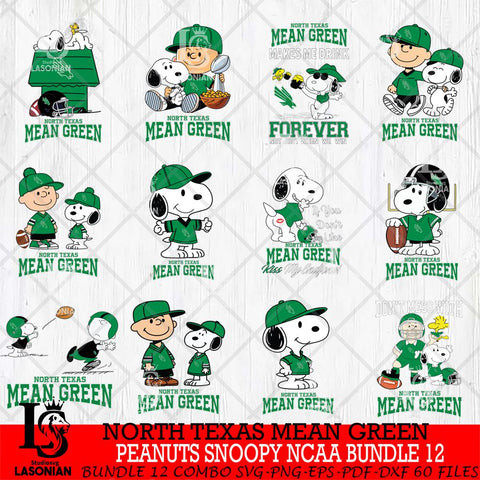 North Texas Mean Green Peanuts Snoopy Player NCAA Bundle 12 SVG DXF EPS PNG FILE,Snoopy File Cut, bundle NCAA Digital Download,Instant Download, Silhouette