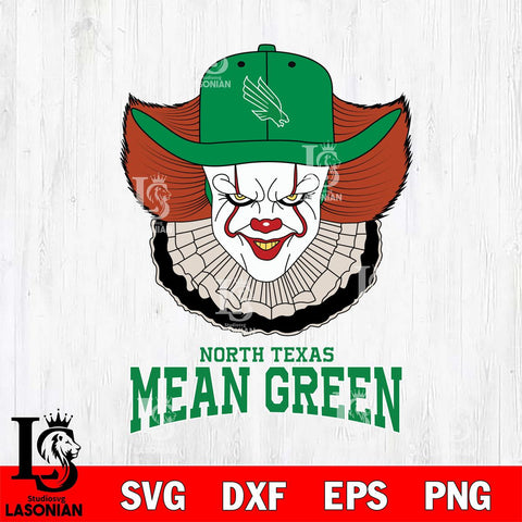 North Texas Mean Green Pennywise Horror Sport 12 Svg Eps Dxf Png File, Digital Download