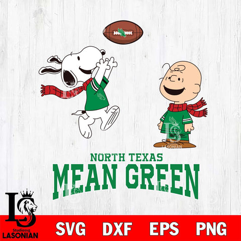 North Texas Mean Green Snoopy & Charlie Brown Football Cricut,Christmas SVG DXF EPS PNG FILE, NCAA Digital Download,Instant Download, Silhouette