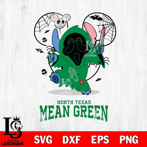 North Texas Mean Green Stitch Ghost Face Halloween 2 Svg Eps Dxf Png File, Digital Download, Instant Download