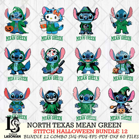 North Texas Mean Green Stitch Horror Bundle 12 SVG Svg Eps Dxf Png File, NCAA svg, Digital Download, Instant Download