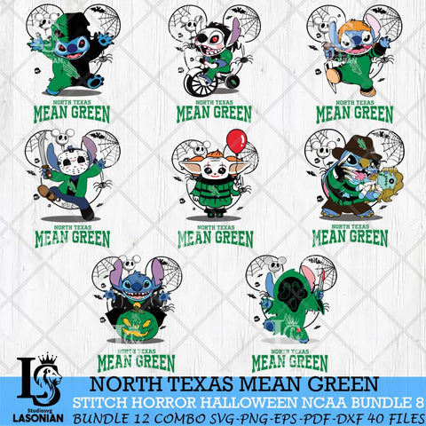 North Texas Mean Green Stitch Horror Halloween Bundle NCAA Svg Eps Dxf Png File, Digital Download, Instant Download