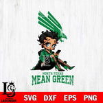 North Texas Mean Green Style Black Fan Girl Betty Boop, Svg Eps Dxf Png File, Digital Download