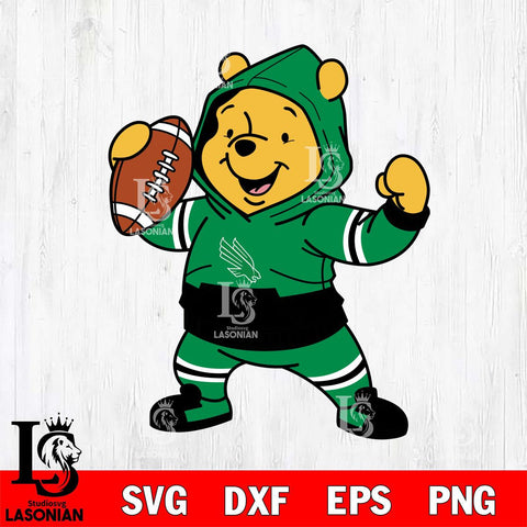 North Texas Mean Green Winnie The Pooh Disney Football Christmas File Cut, NCAA SVG DXF EPS PNG FILE, Digital Download , Criucut , Silhouette