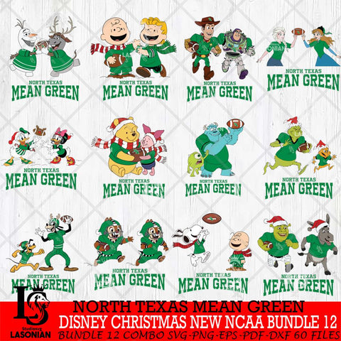 North Texas Mean Green  Disney Christmas New NCAA Bundle 12 Cricut,Christmas SVG DXF EPS PNG FILE, BUNDLE NCAA Digital Download,Instant Download, Silhouette