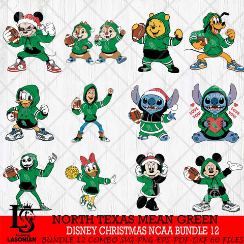 North Texas Mean Green  Disney christmas NCAA Bundle File Cut, Bundle NCAA SVG DXF EPS PNG FILE, Digital Download , Criucut , Silhouette