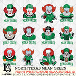 North Texas Mean Green  Pennywise Horror NCAA Bundle 12 SVG Svg Eps Dxf Png File, Digital Download