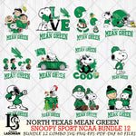 North Texas Mean Green  Snoopy NCAA Bundle 12 SVG Svg Eps Dxf Png File, Digital Download