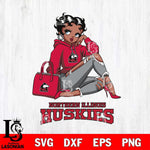 Northern Illinois Huskies Awesome Black Fan Girl Betty Boop, Svg Eps Dxf Png File, Digital Download