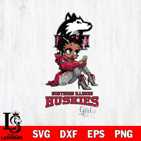 Northern Illinois Huskies Beauty Black Fan Girl Football, Svg Eps Dxf Png File, Digital Download